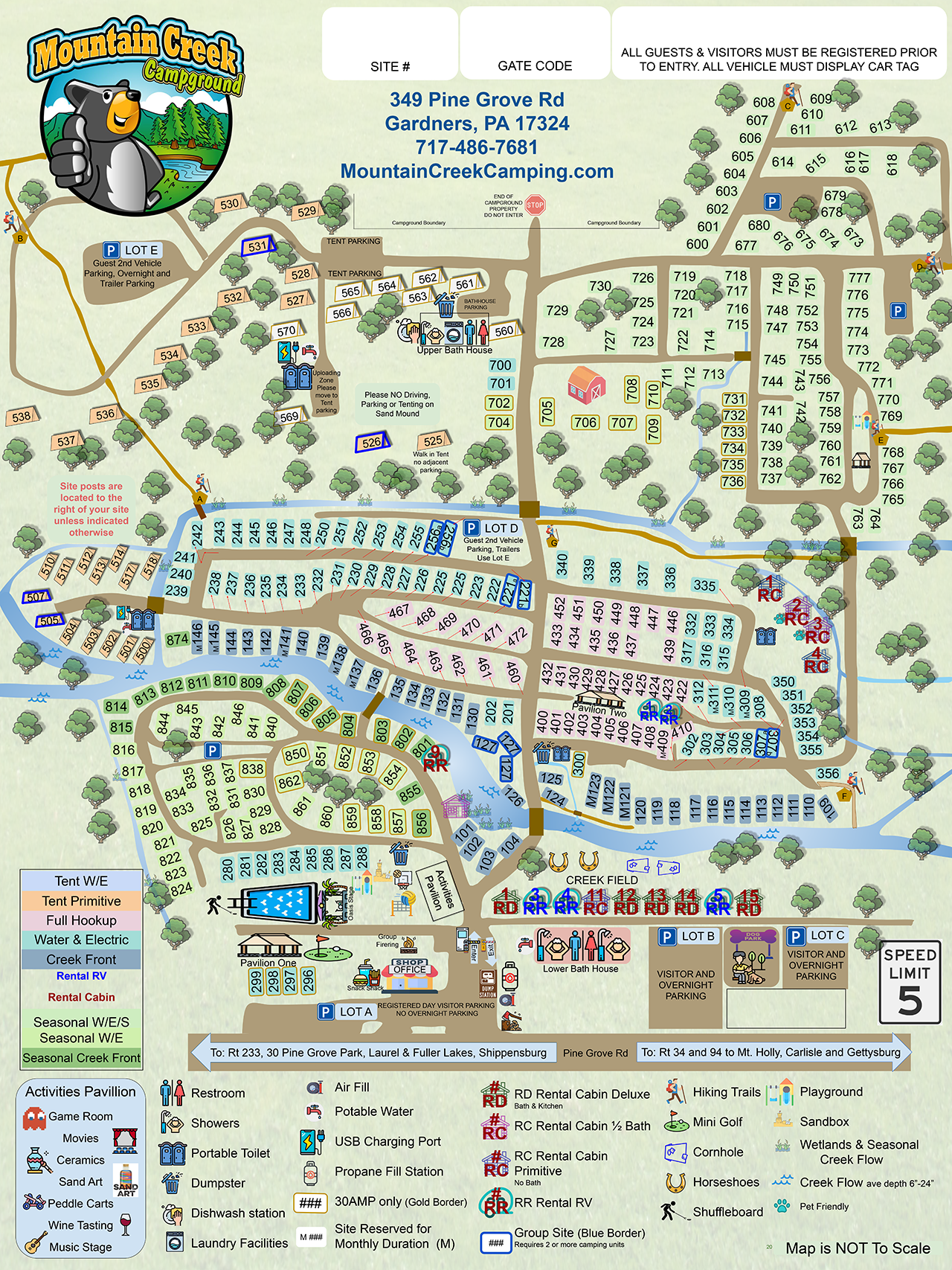 Mountain Creek Campground - Campground Map - 2026